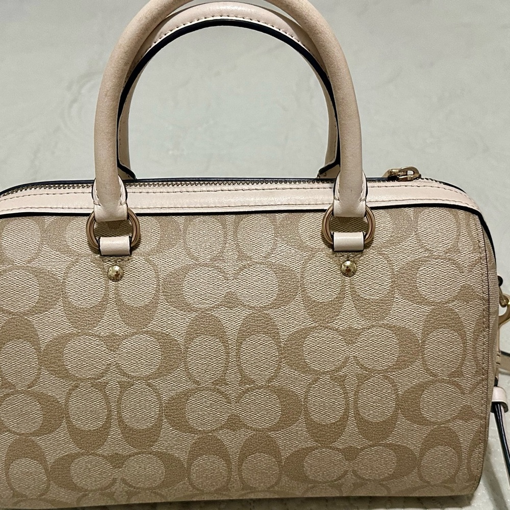 Coach Beige and Chalk Signature Canvas Satchel - Picture 3 of 13